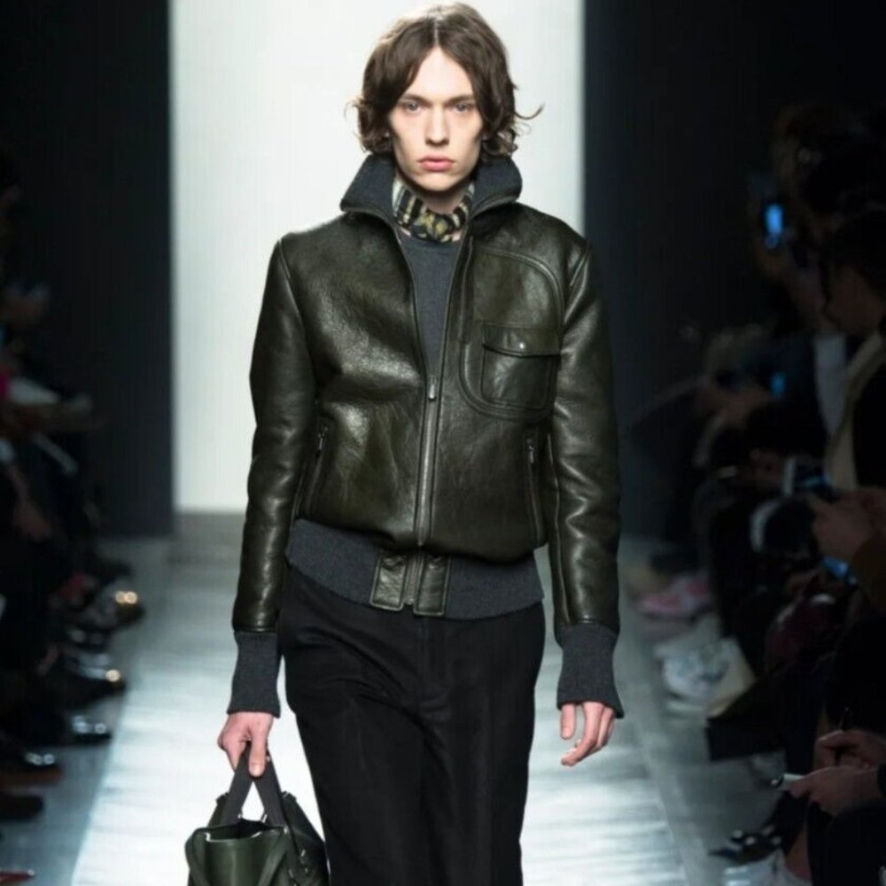 Rare AW16 Bottega Veneta Tomas Maier Leather Bomber Blouson Jacket Coat Luxury - Picture 2 of 8